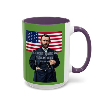 "Traitors and Patriots" Ulysses Grant Green Accent Mug by theGreenDragonTavern.shop