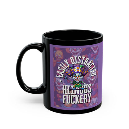 Easily Distracted by Heinous Fuckery Little Jinx Light Purple Mug by theGreenDragonTavern.shop