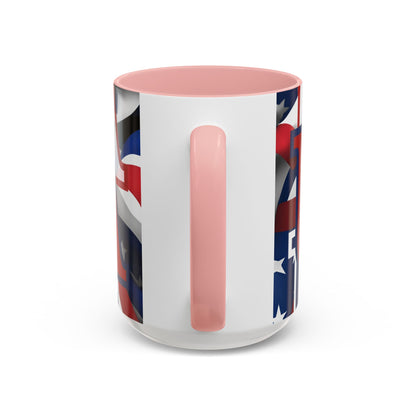USA! USA! USA Red font Patriot White Accent Mug by theGreenDragonTavern.shop