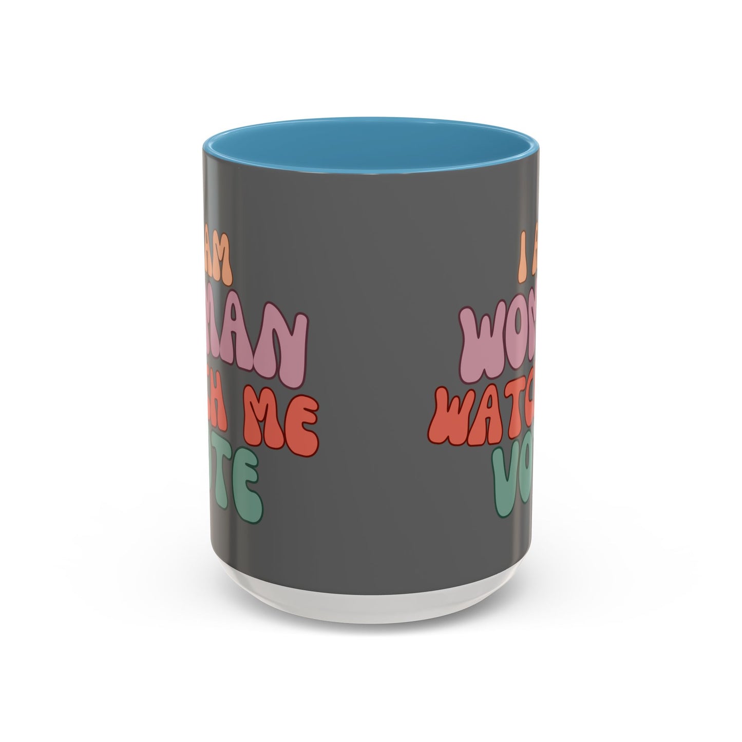 I Am Woman Watch Me Vote Grey Accent Mug by theGreenDragonTavern.shop