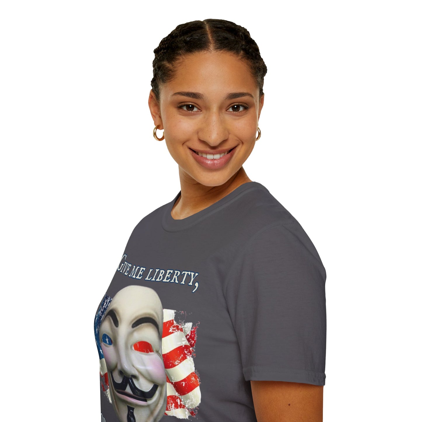 Vendetta, "Give me liberty, or give me death!" Dark colors Unisex T-Shirt by theGreenDragonTavern.shop