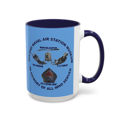 DNASM 2-sided, Founding & Student Art Light Blue Accent Mug by theGreenDragonTavern.shop