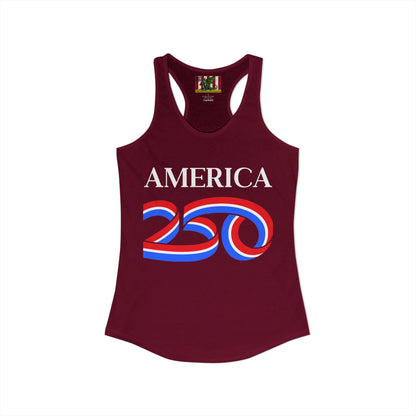 America 250 White font Women's Racerback Tank Top by theGreenDragonTavern.shop