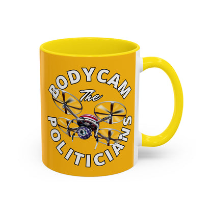 Bodycam the Politicians Drone Yellow Accent Mug by theGreenDragonTavern.shop