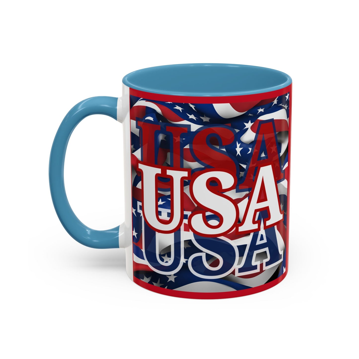 USA White font Center Patriot Red Accent Mug by theGreenDragonTavern.shop