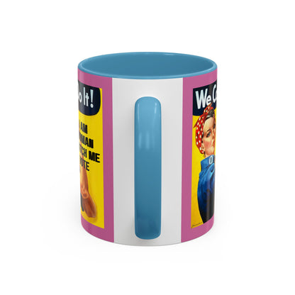 I Am Woman Watch Me Vote Rosie Pink Accent Mug by theGreenDragonTavern.shop