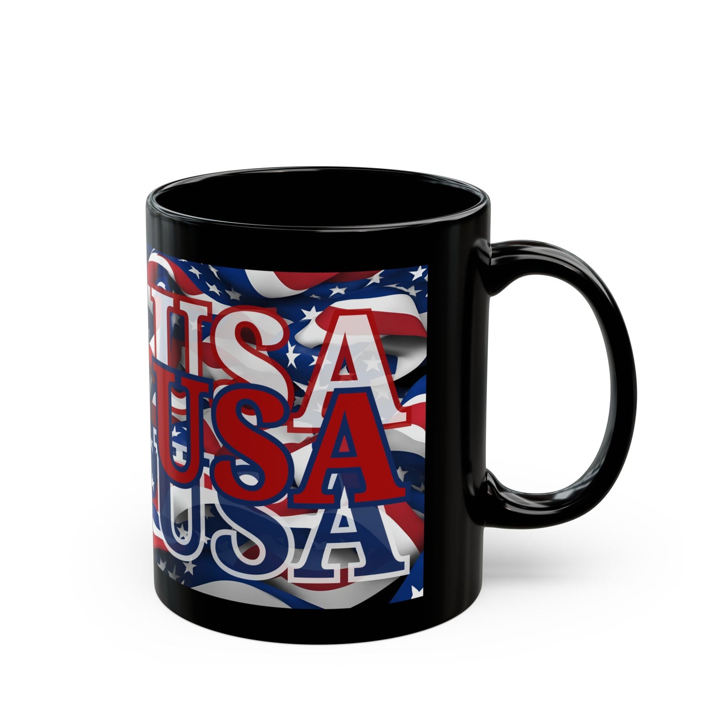 USA RDfont Center Patriot Black Mug by theGreenDragonTavern.shop