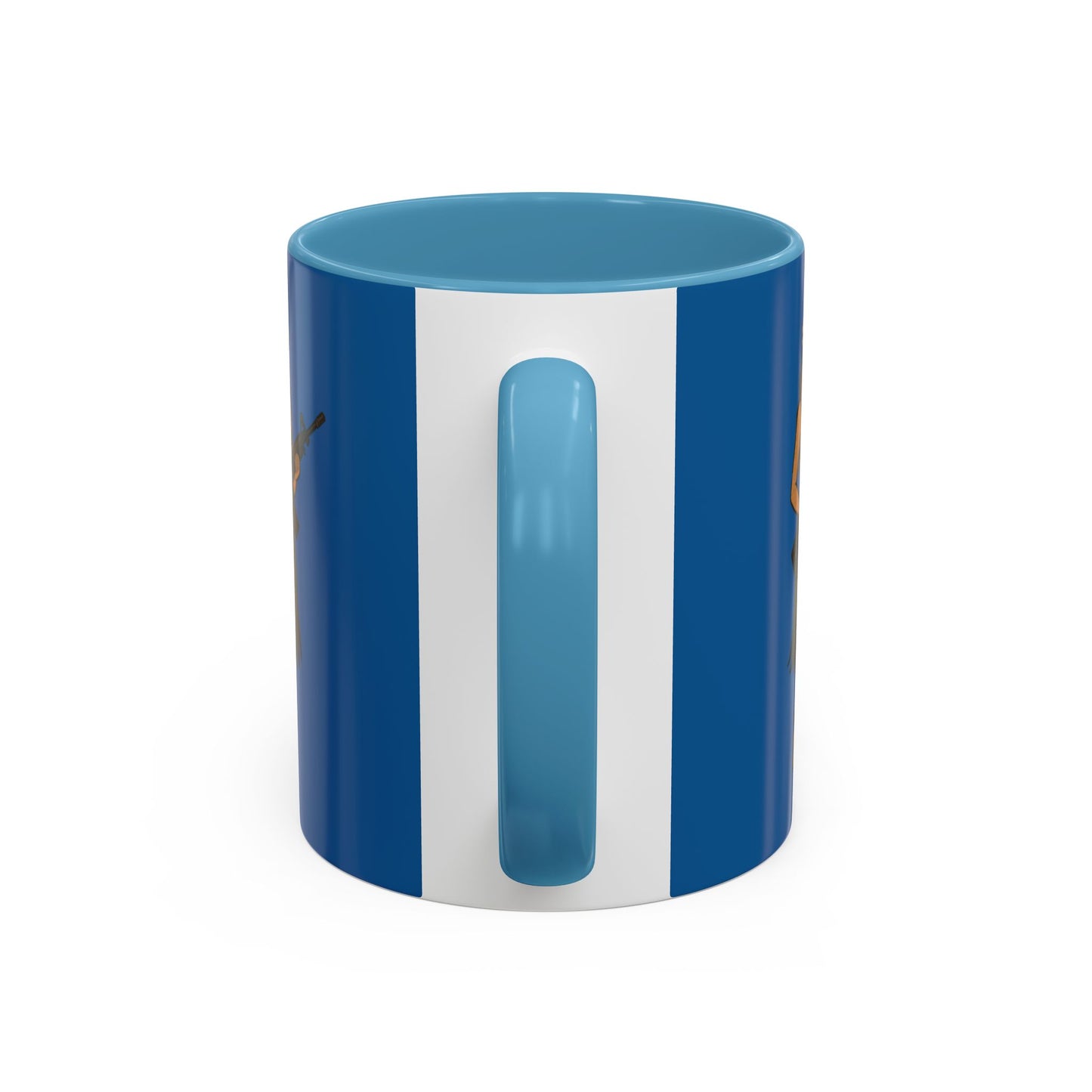 Hula Girl Packin' Heat Dark Blue Accent Mug by theGreenDragonTavern.shop