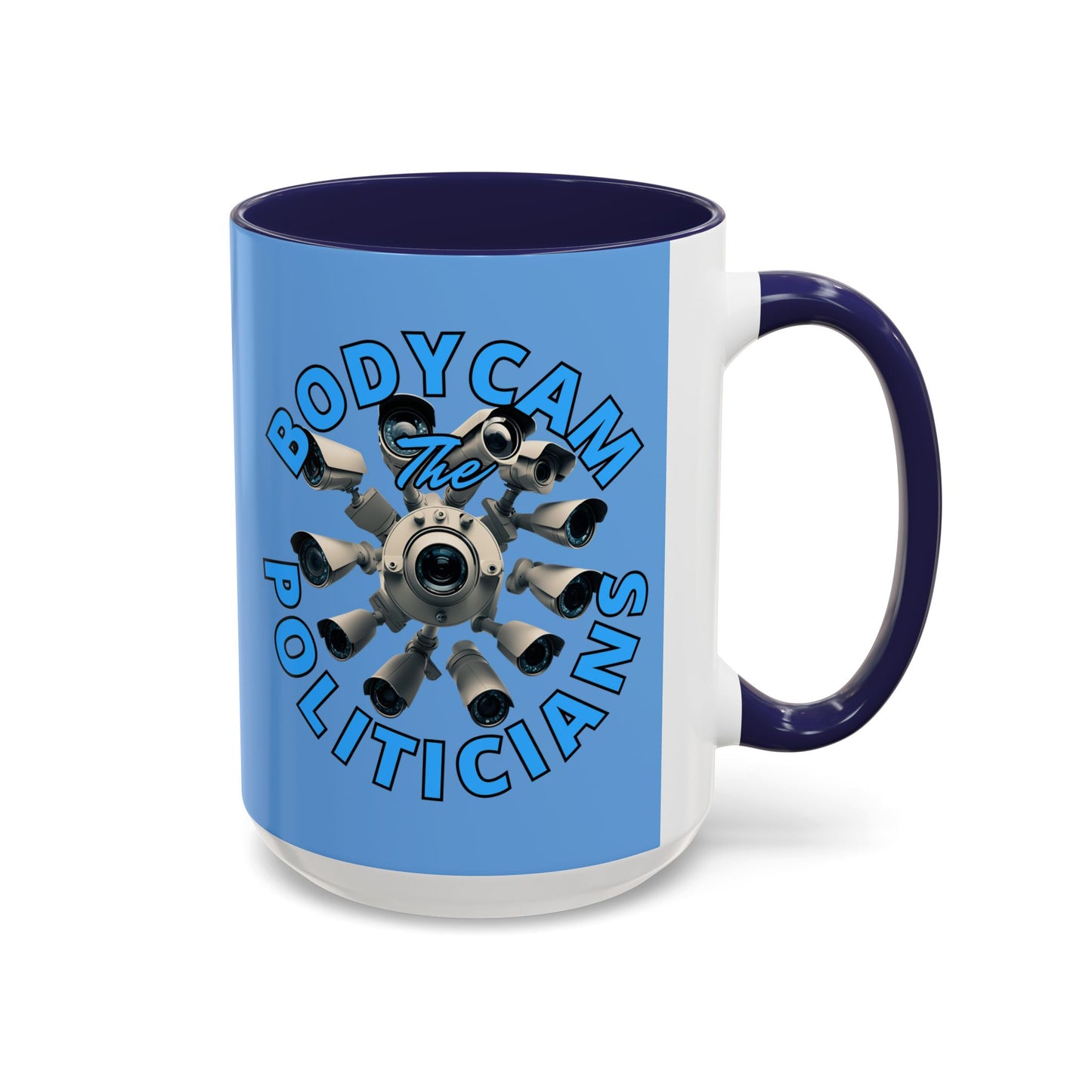 Bodycam the Politicians Cameras Blue Accent Mug by theGreenDragonTavern.shop