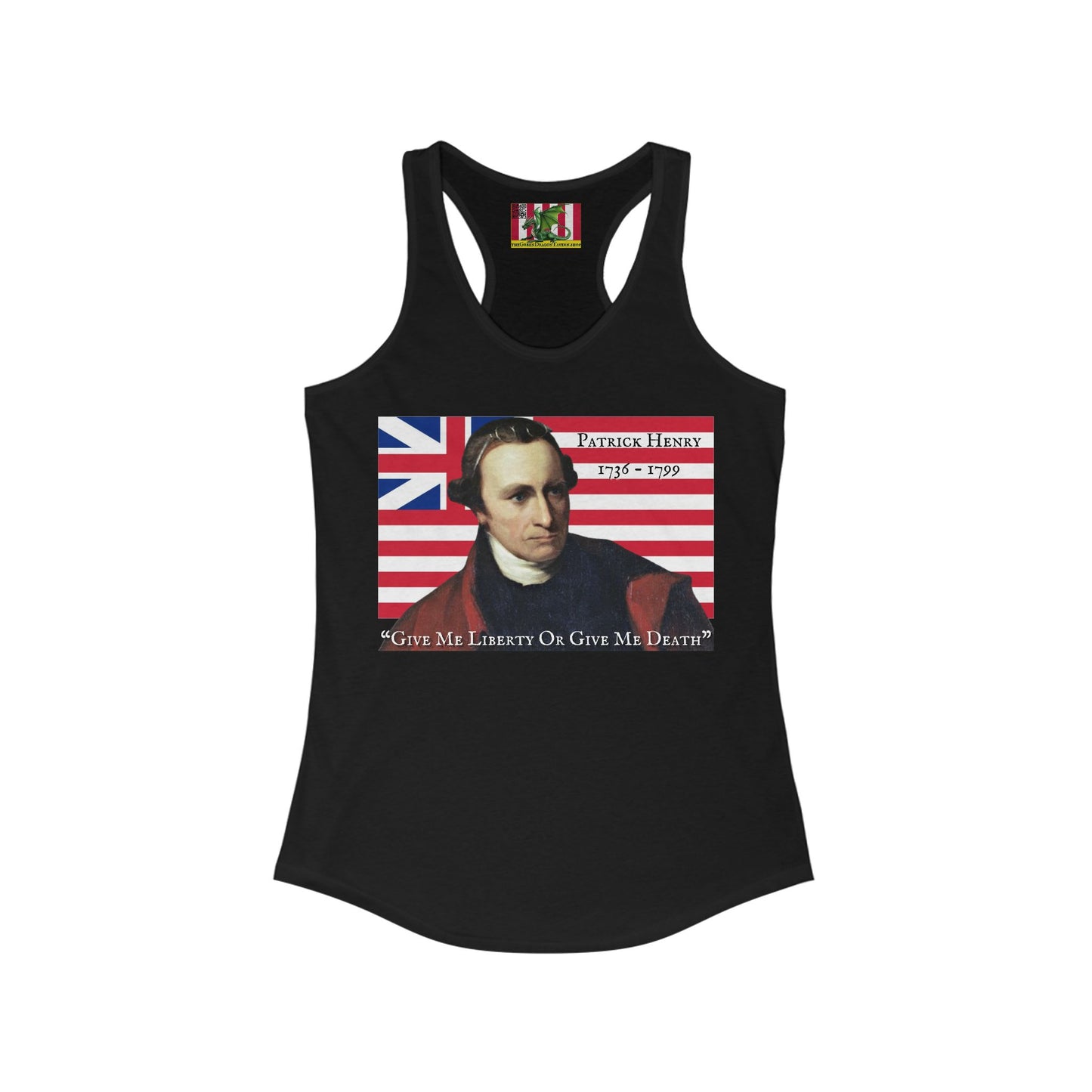 Patrick Henry Women's Racerback Tank Top by theGreenDragonTavern.shop