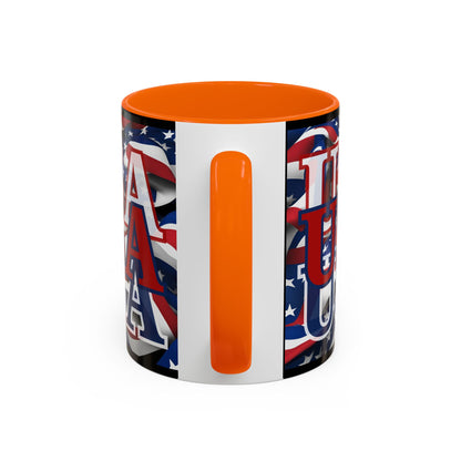 USA Red font Center Patriot Black Accent Mug by theGreenDragonTavern.shop