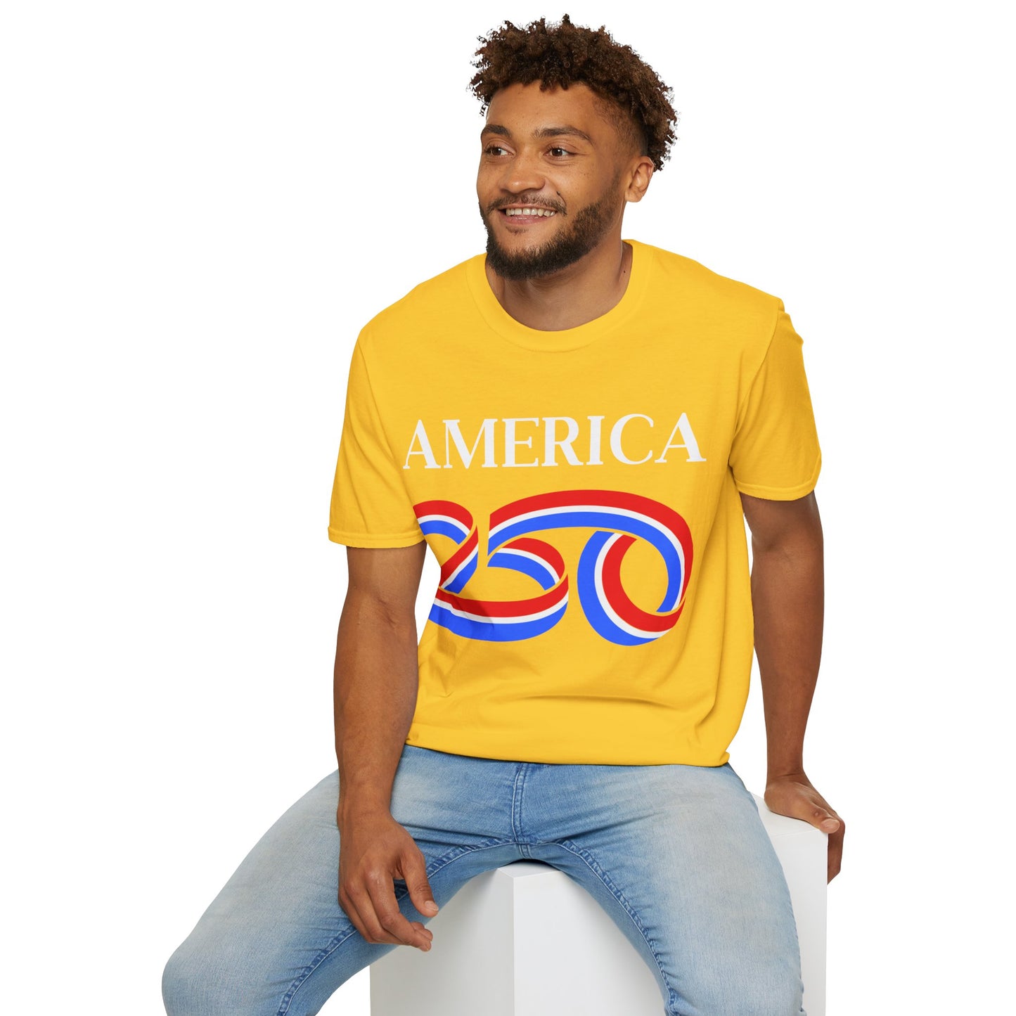 America 250 White font, Light colors, Unisex T-Shirt by theGreenDragonTavern.shop