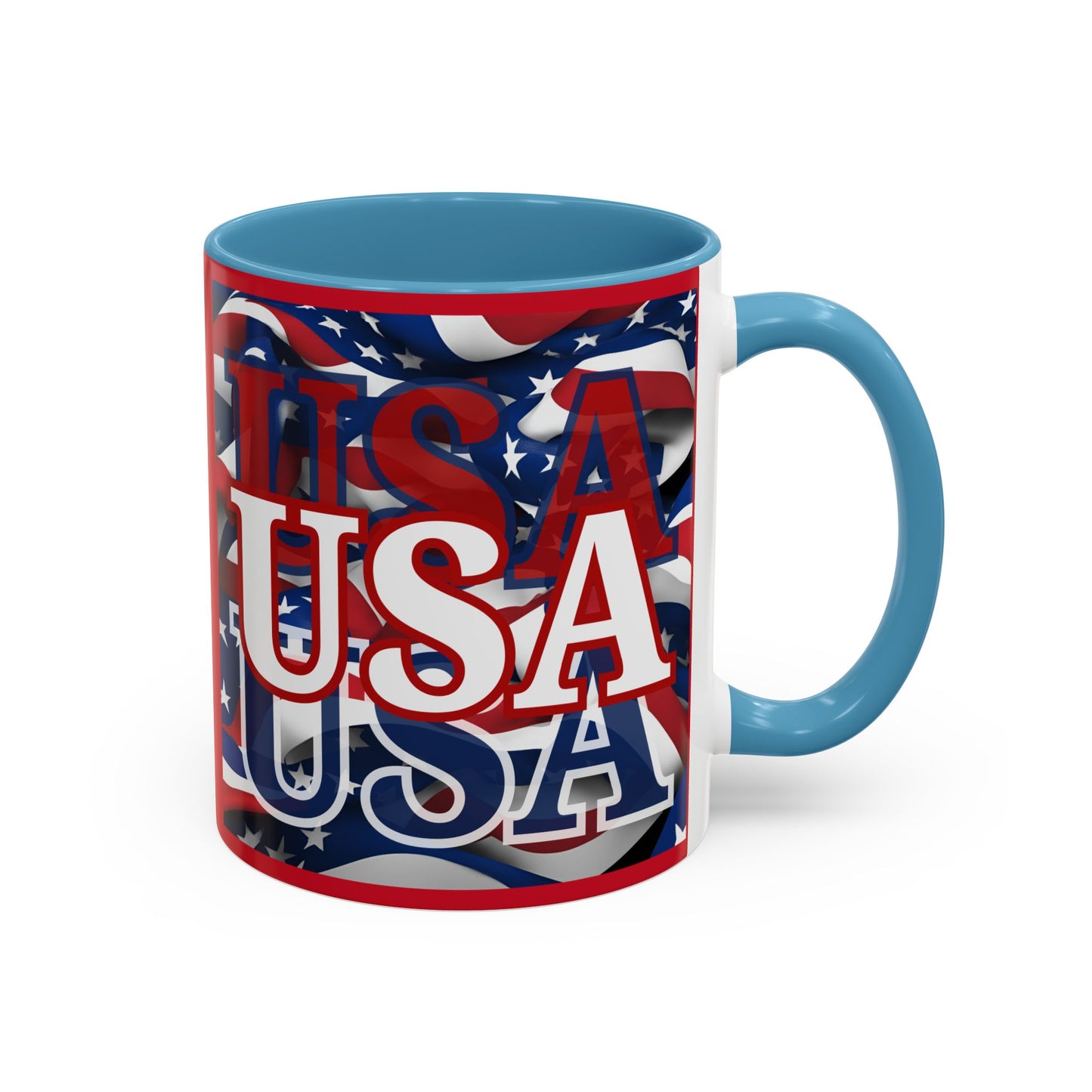 USA White font Center Patriot Red Accent Mug by theGreenDragonTavern.shop