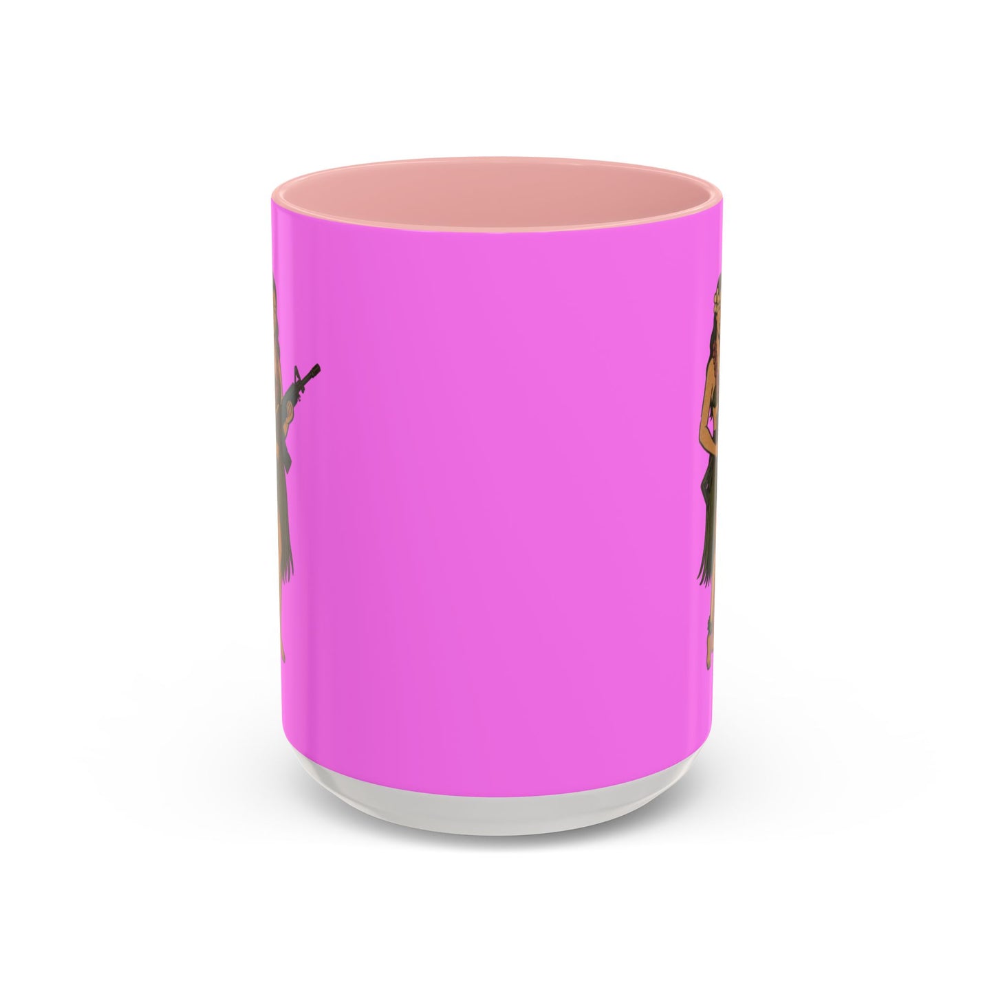 Hula Girl Packin' Heat Pink Accent Mug by theGreenDragonTavern.shop