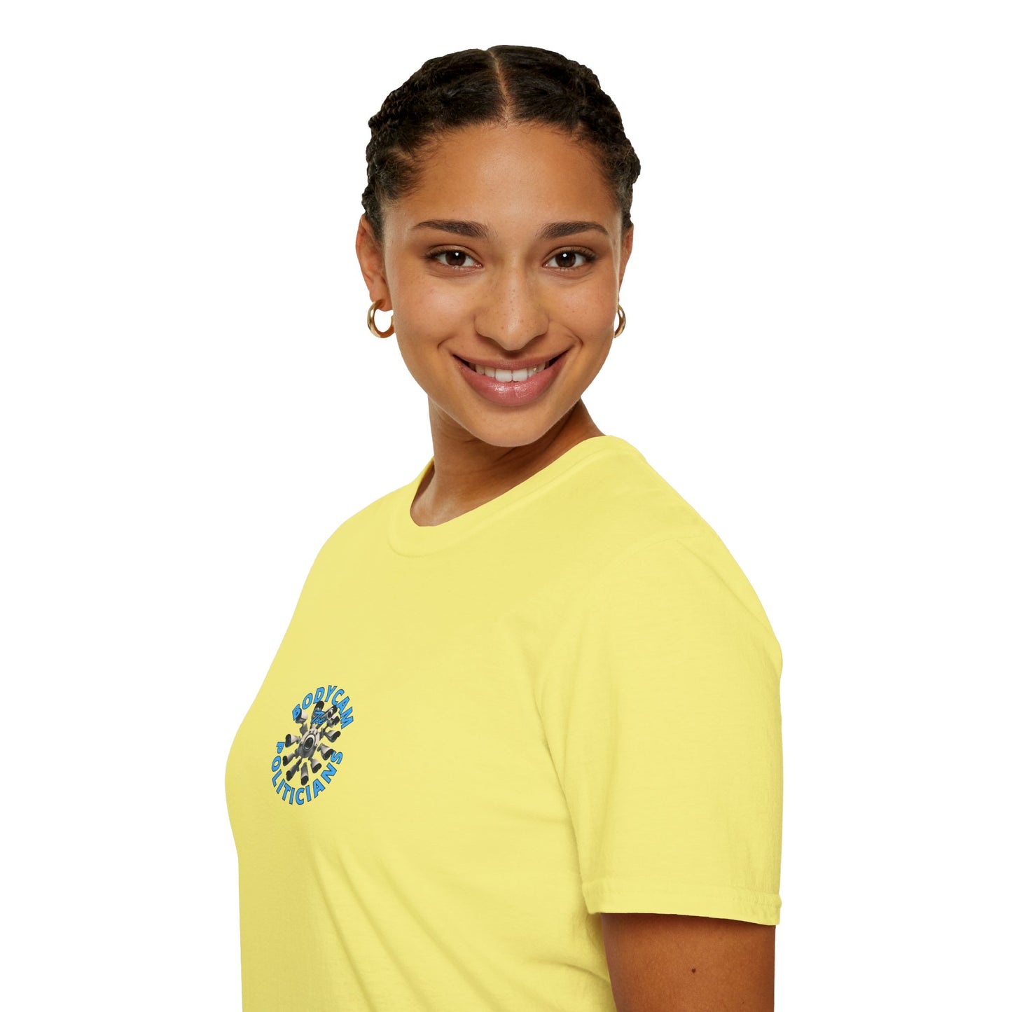 2-sided, Bodycam the Politicians Cameras Light colors Unisex T-Shirt by theGreenDragonTavern.shop
