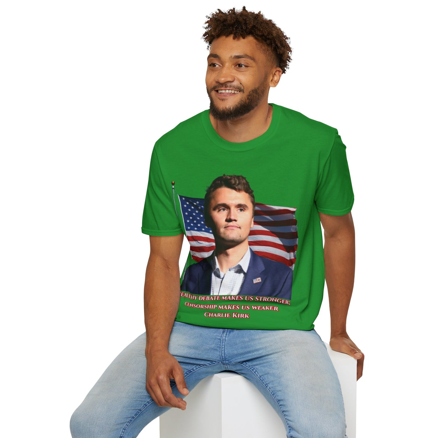 Charlie Kirk, Healthy Debate Dark colors Unisex T-Shirt by theGreenDragonTavern.shop