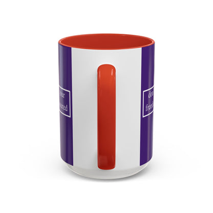 don't assume your freedoms are assured White font Dark Purple Accent Mug by theGreenDragonTavern.shop