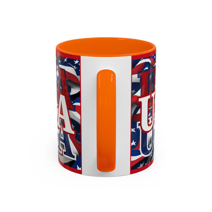 USA White font Center Patriot Red Accent Mug by theGreenDragonTavern.shop