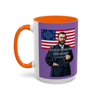 "Traitors and Patriots" Ulysses Grant Light Purple Accent Mug by theGreenDragonTavern.shop