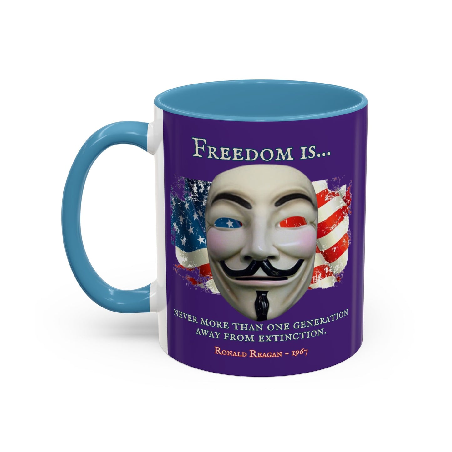Ronald Reagan Freedom Vendetta Purple Accent Mug by theGreenDragonTavern.shop