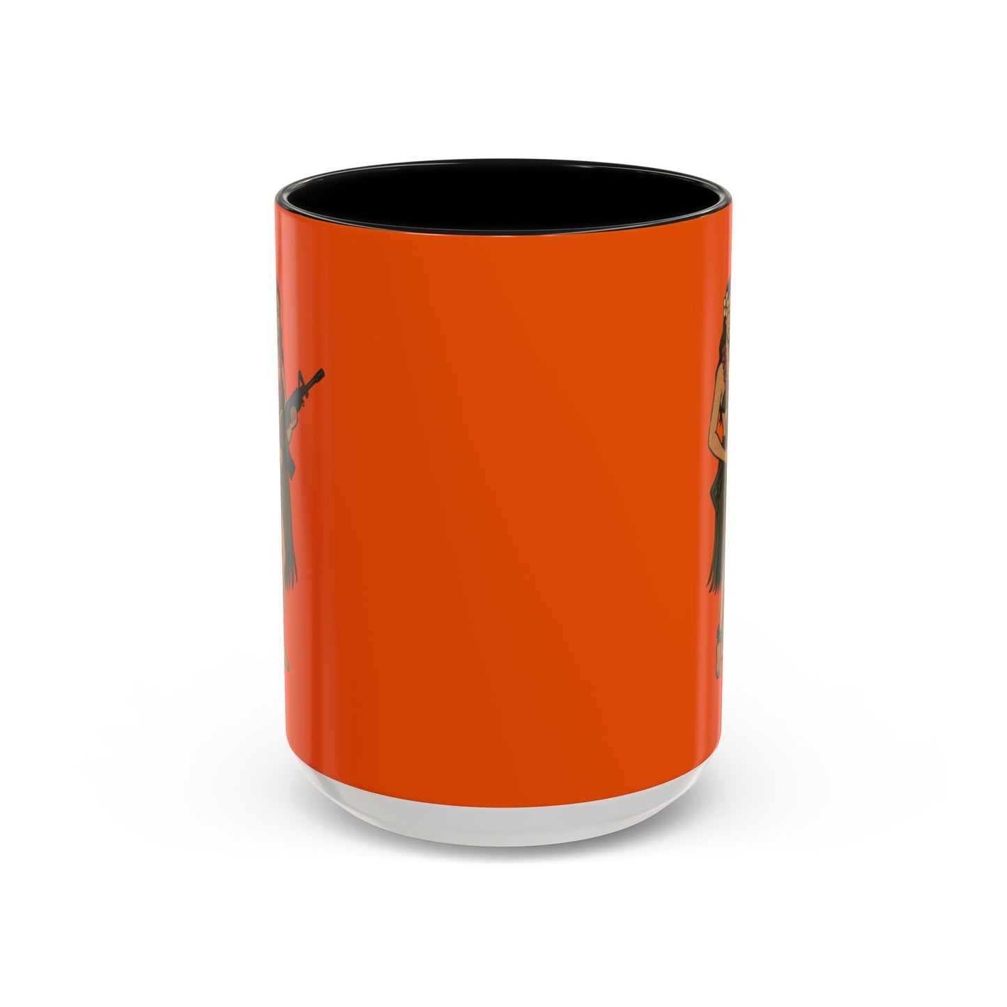 Hula Girl Packin' Heat Orange Accent Mug by theGreenDragonTavern.shop