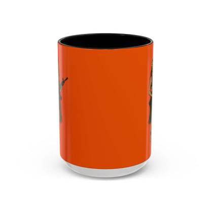 Hula Girl Packin' Heat Orange Accent Mug by theGreenDragonTavern.shop