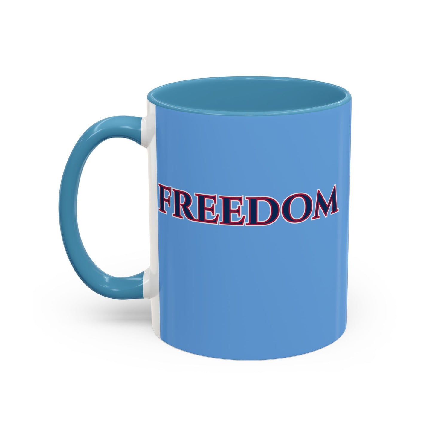 Freedom, Light Blue Accent Mug by theGreenDragonTavern.shop