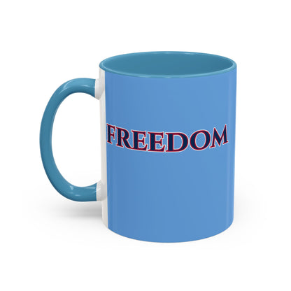 Freedom, Light Blue Accent Mug by theGreenDragonTavern.shop