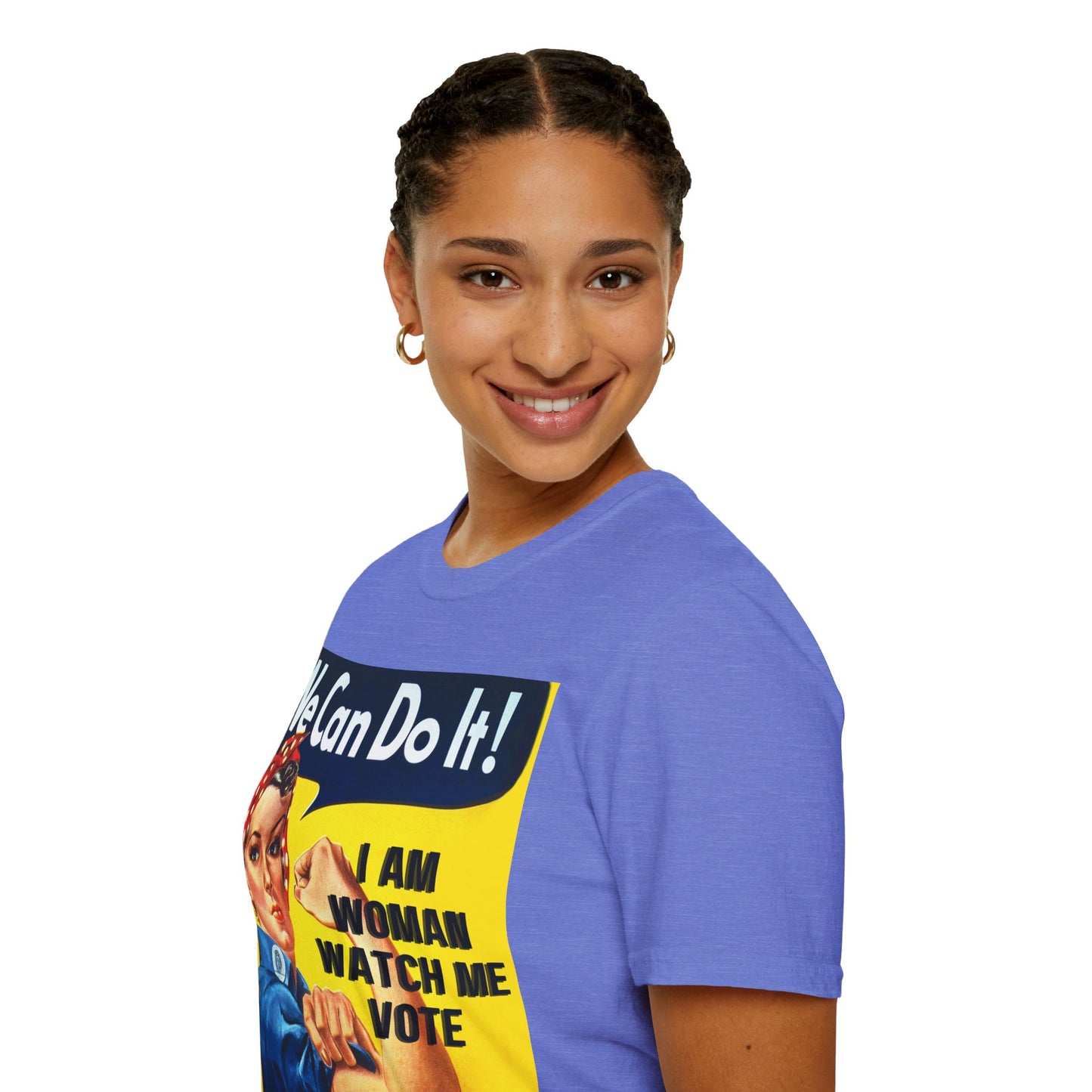 I Am Woman Watch Me Vote Rosie Light colors Unisex T-Shirt by theGreenDragonTavern.shop