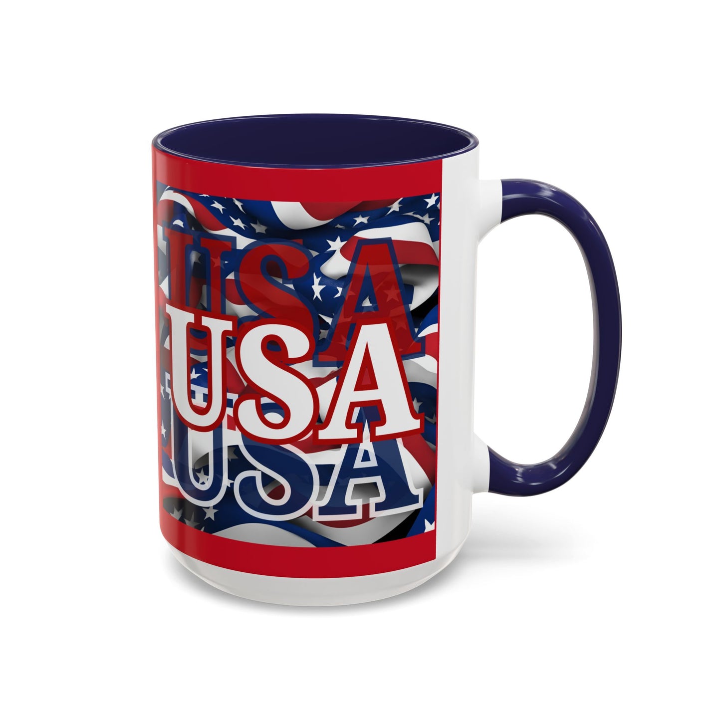 USA White font Center Patriot Red Accent Mug by theGreenDragonTavern.shop