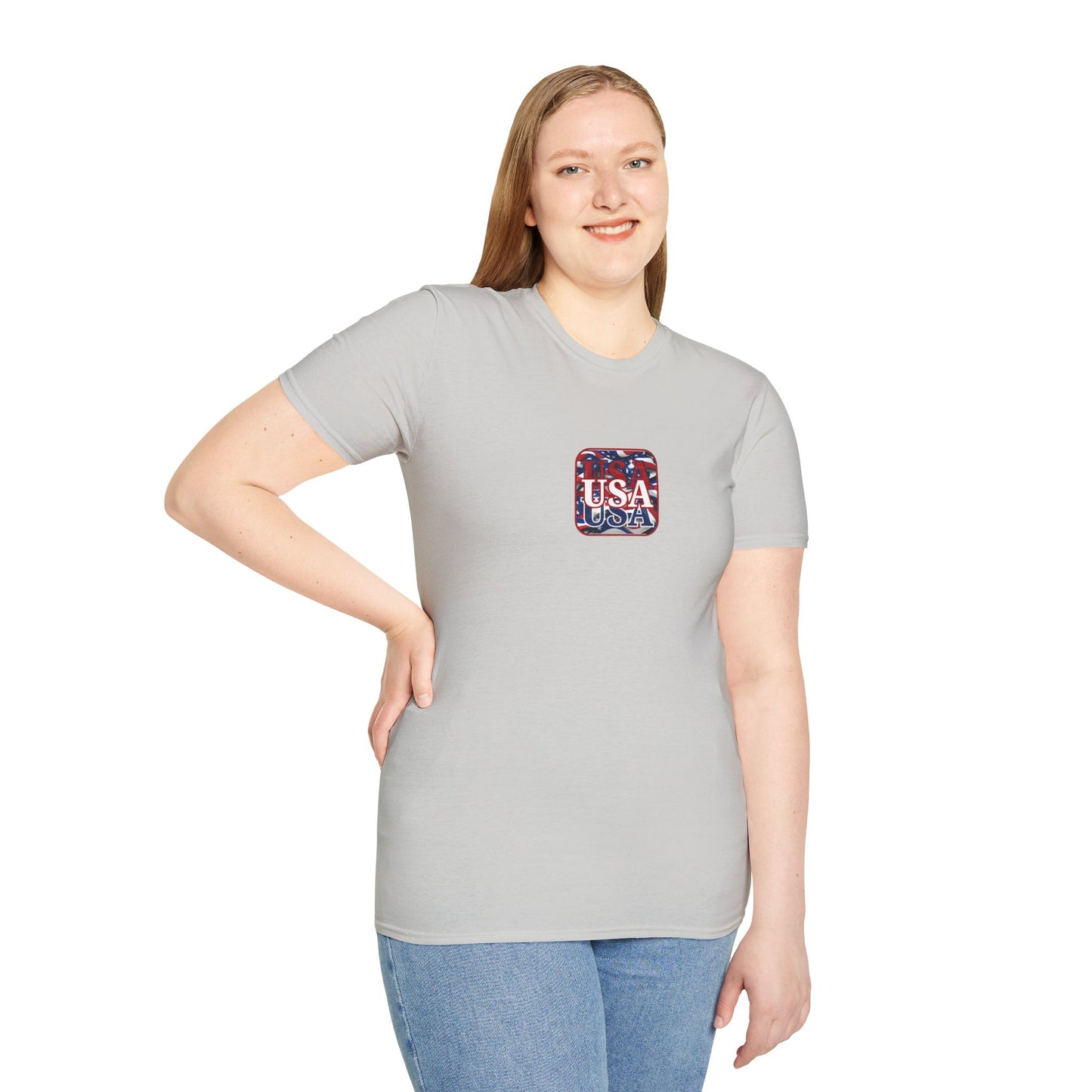 2-sided, Red WHITE and Blue USA Patriot Light colors Unisex T-Shirt by theGreenDragonTavern.shop