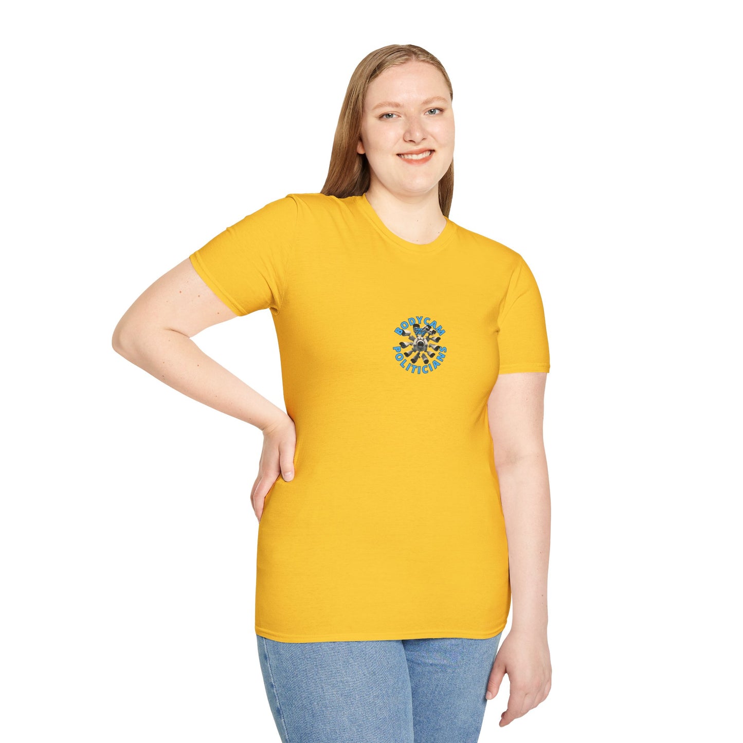 2-sided, Bodycam the Politicians Cameras Light colors Unisex T-Shirt by theGreenDragonTavern.shop