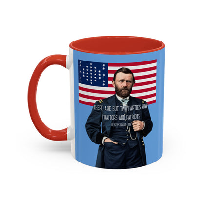 "Traitors and Patriots" Ulysses Grant Light Blue Accent Mug by theGreenDragonTavern.shop
