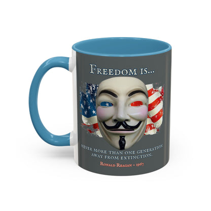 Ronald Reagan Freedom Vendetta Grey Accent Mug by theGreenDragonTavern.shop