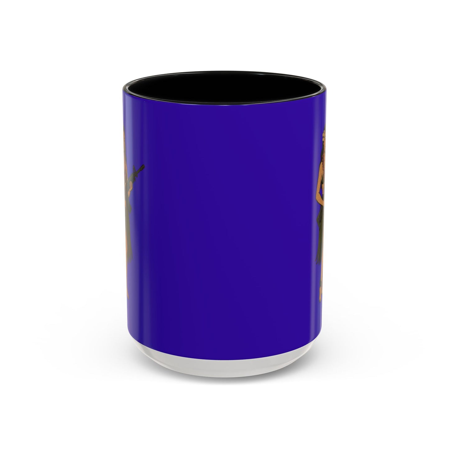 Hula Girl Packin' Heat Dark Purple Accent Mug by theGreenDragonTavern.shop