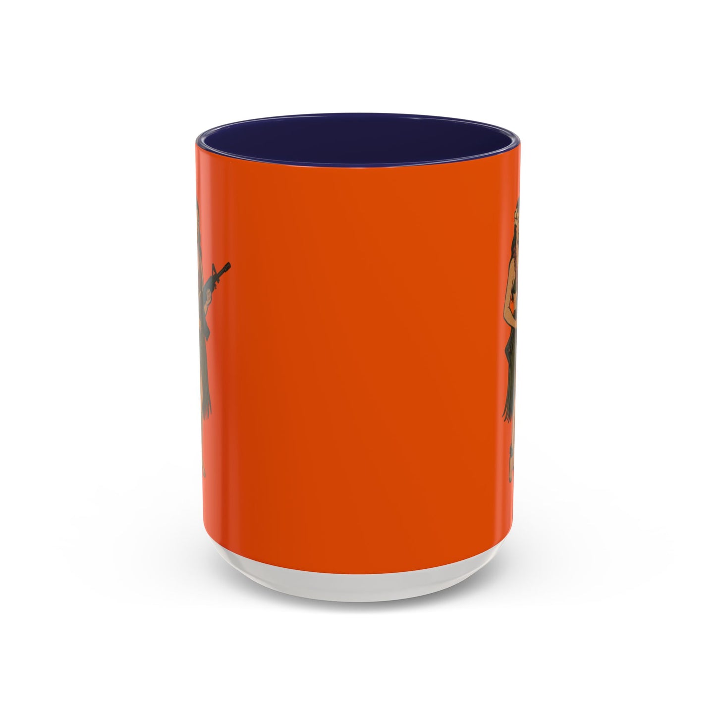 Hula Girl Packin' Heat Orange Accent Mug by theGreenDragonTavern.shop