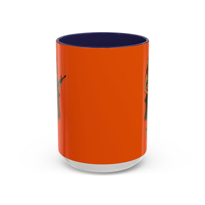 Hula Girl Packin' Heat Orange Accent Mug by theGreenDragonTavern.shop