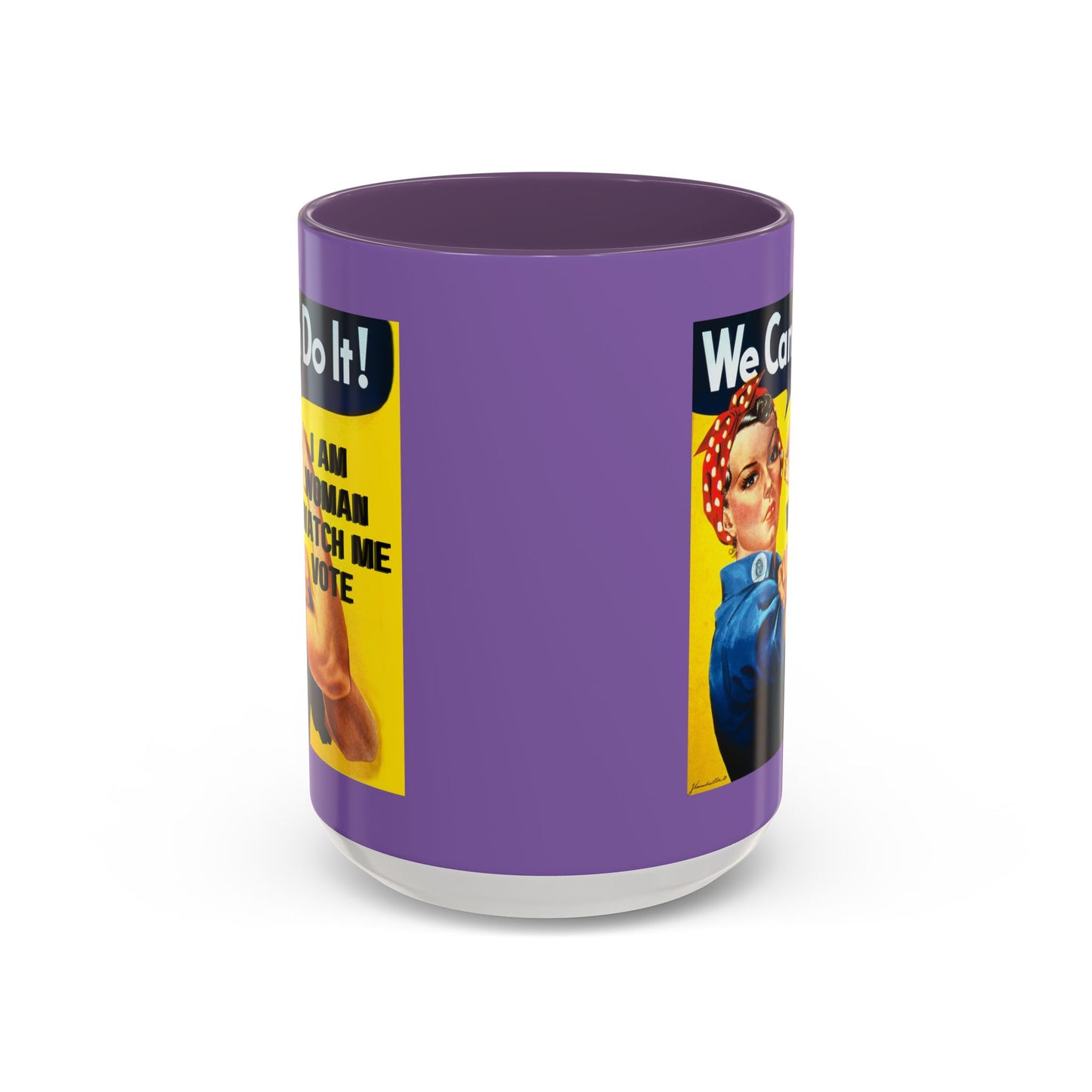 I Am Woman Watch Me Vote Rosie Light Purple Accent Mug by theGreenDragonTavern.shop