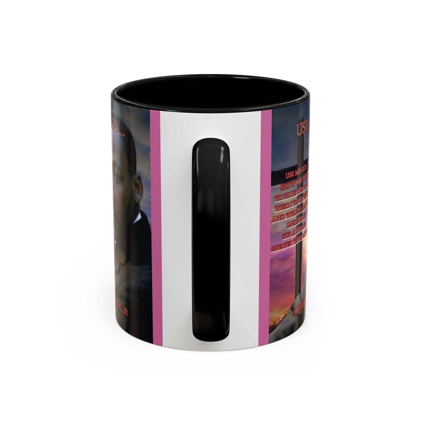 Use Me God, MLK Jr Pink Accent Mug by theGreenDragonTavern.shop