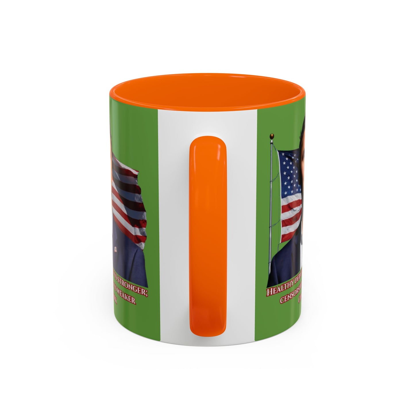 Charlie Kirk, Healthy Debate Green Accent Mug by theGreenDragonTavern.shop