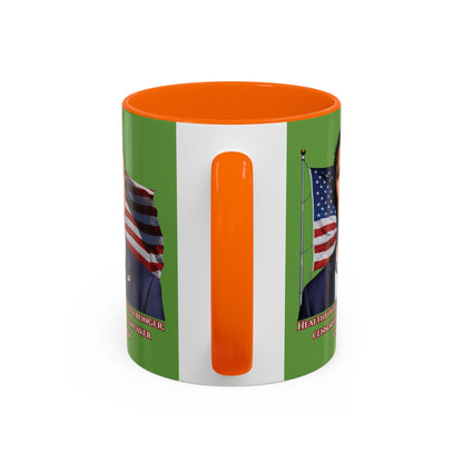 Charlie Kirk, Healthy Debate Green Accent Mug by theGreenDragonTavern.shop