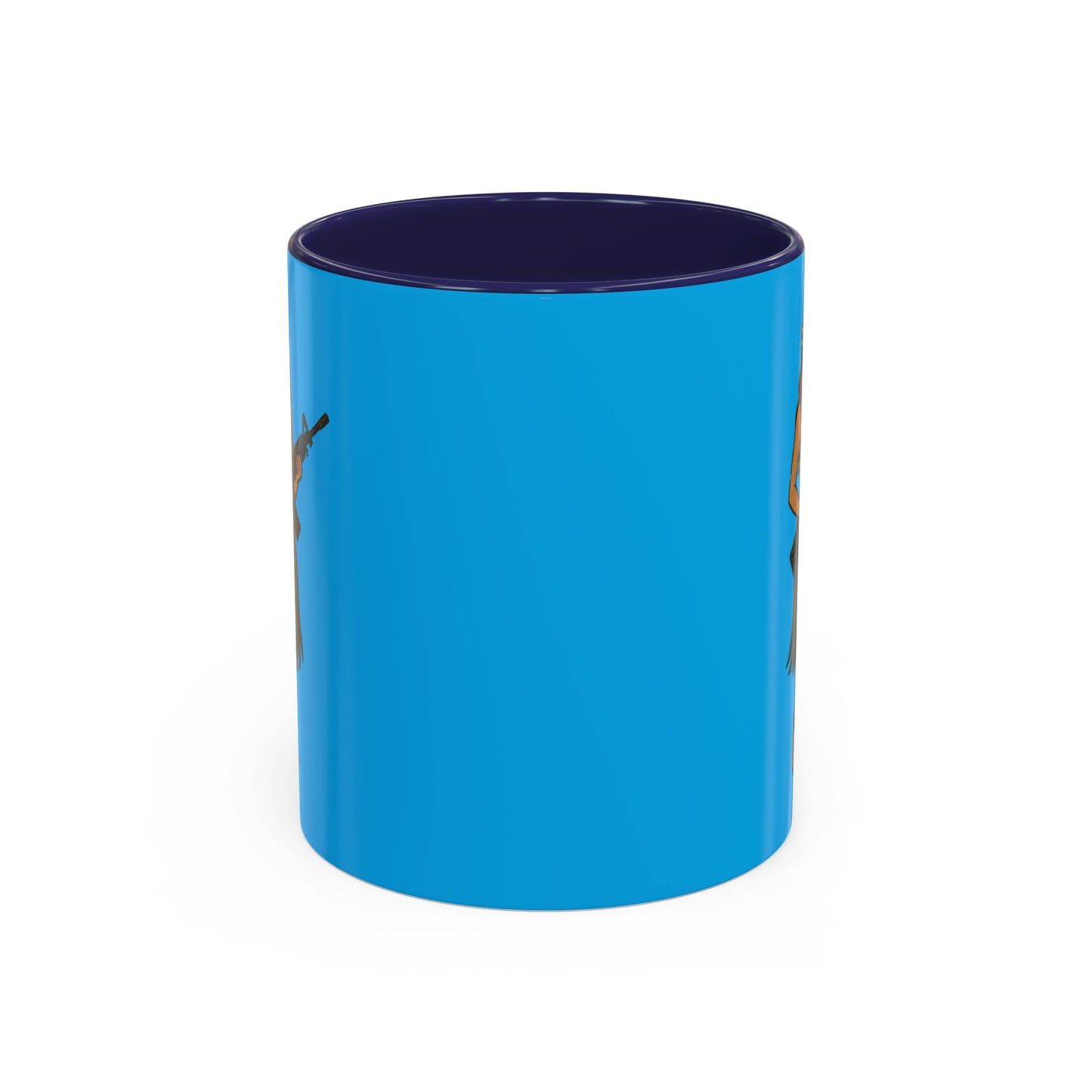 Hula Girl Packin' Heat Light Blue Accent Mug by theGreenDragonTavern.shop