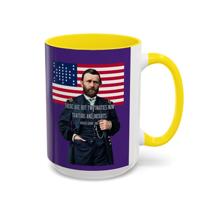 "Traitors and Patriots" Ulysses Grant Dark Purple Accent Mug by theGreenDragonTavern.shop