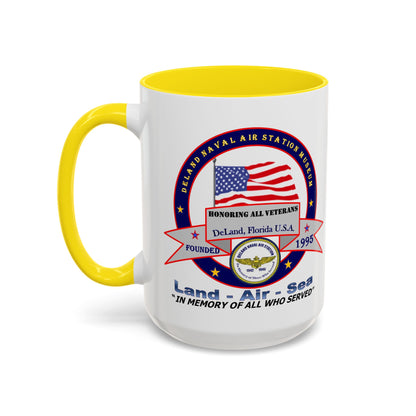 DNASM 2-sided, Founding & Student Art w/Navy Ring White Accent Mug by theGreenDragonTavern.shop