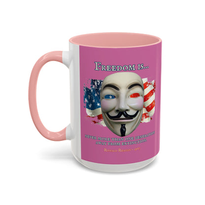 Ronald Reagan Freedom Vendetta Pink Accent Mug by theGreenDragonTavern.shop