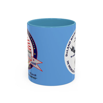 DNASM 2-sided, Founding & Student Art w/WhiteBG Light Blue Accent Mug by theGreenDragonTavern.shop
