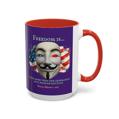 Ronald Reagan Freedom Vendetta Purple Accent Mug by theGreenDragonTavern.shop