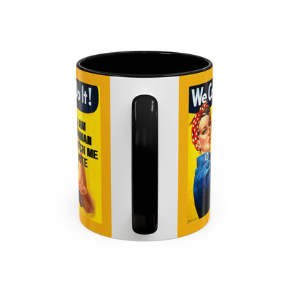 I Am Woman Watch Me Vote Rosie Yellow Accent Mug by theGreenDragonTavern.shop