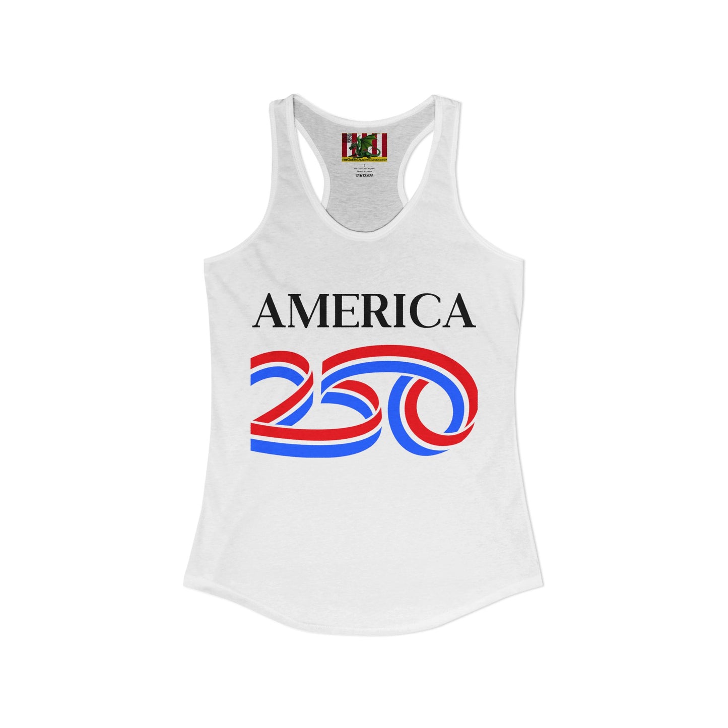 America 250 Black font Women's Racerback Tank Top by theGreenDragonTavern.shop