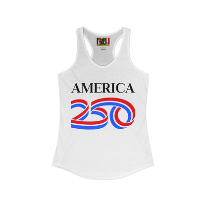 America 250 Black font Women's Racerback Tank Top by theGreenDragonTavern.shop